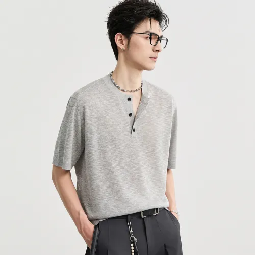 EARL JOEL Men's Polo in Photinia Gray