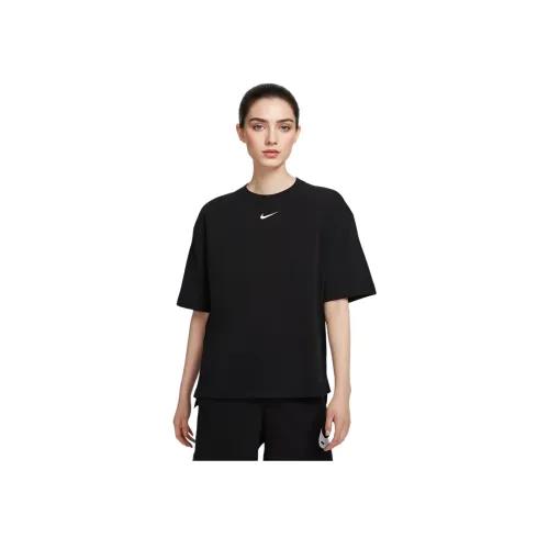 Nike Рукав с оборванным плечом T-рубашка Женская Черная