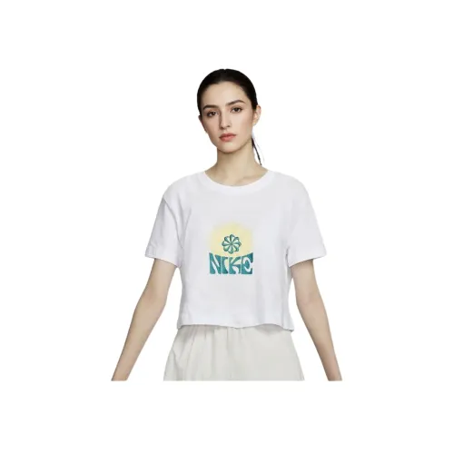Nike Т-рубашка с рукавом-трубкой женская белая