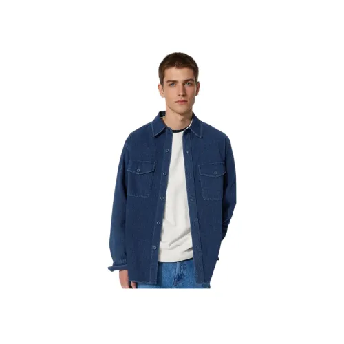 UNIQLO Морской синий Мужские рубашки