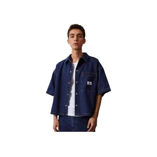 CALVIN KLEIN Рубашка Мужская Темно-Синий Деним