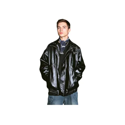 RAP PANDA Кожа Куртка Унисекс Черный