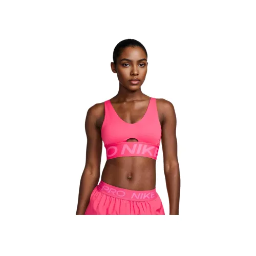 Nike Pro Средняя поддержка Утепленный Спортивный бюстгальтер Спортивное белье Женское Астра Розовый Розовый Белый