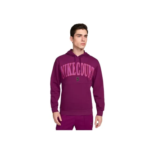 Nike COURT HERITAGE Dri Fit Fleece Tennis Hoodie Sweatshirt Men's Fuchsia