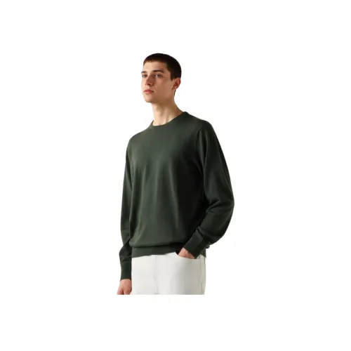 UNIQLO Свитер Мужской Темно-оливковый