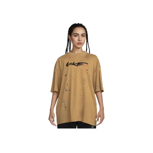 Nike Рукав с оборванным плечом T-рубашка Женская Хаки