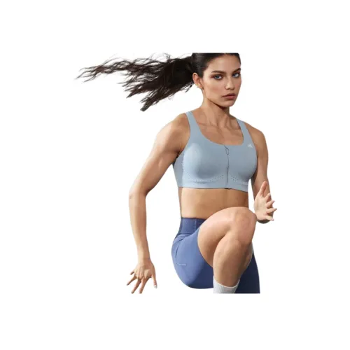 Adidas Easy Форма Платье Хвост Высокая Поддержка Бюстгальтер Спортивное Белье Женское Светло-Аква-Синий