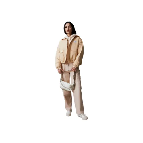 Calvin Klein Хлопковый пуховик женский цвет слоновой кости