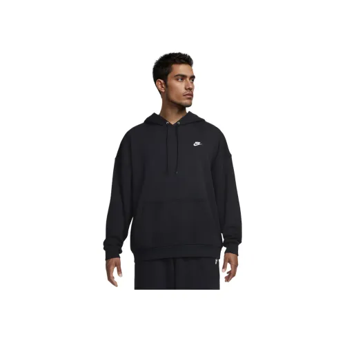 Nike Club Fleece Oversized French Terry Pullover Hoodie Sweatshirt Men's Black