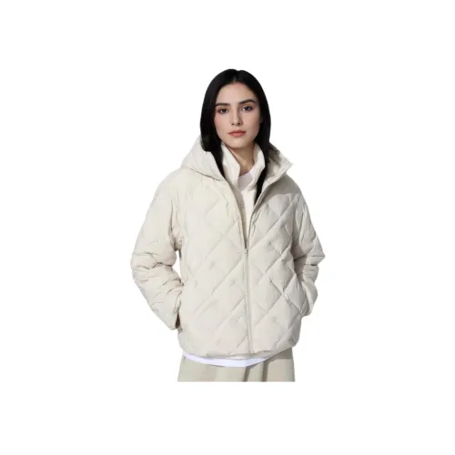 UNIQLO Хлопковый пуховик женский светлый бежевый