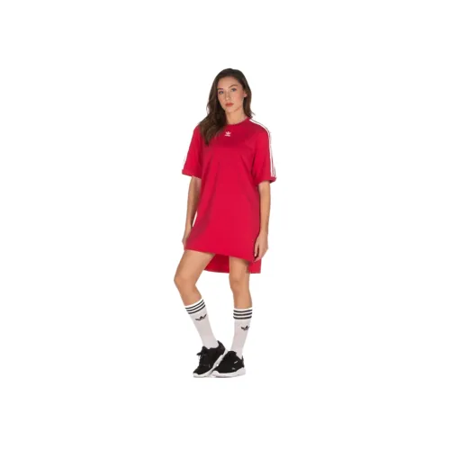 Adidas Originals Короткий рукав Платье Женское Фуксия