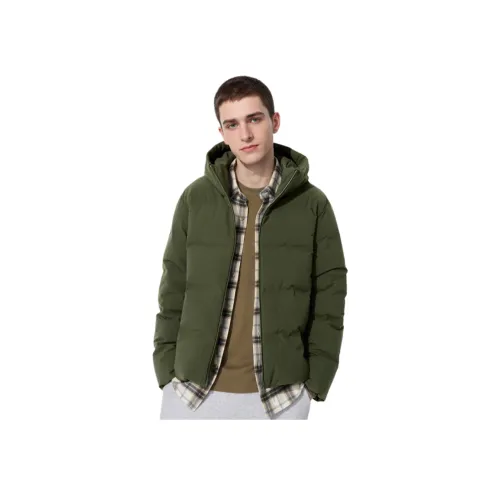 UNIQLO Пуховик Мужской Темно-оливковый