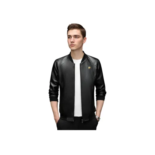 PIERRE CARDIN Кожа Куртка Мужская Черная