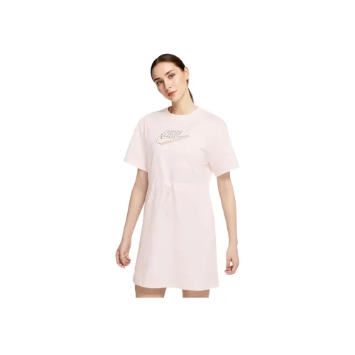 Nike Короткий рукав Платье Женское Розовое