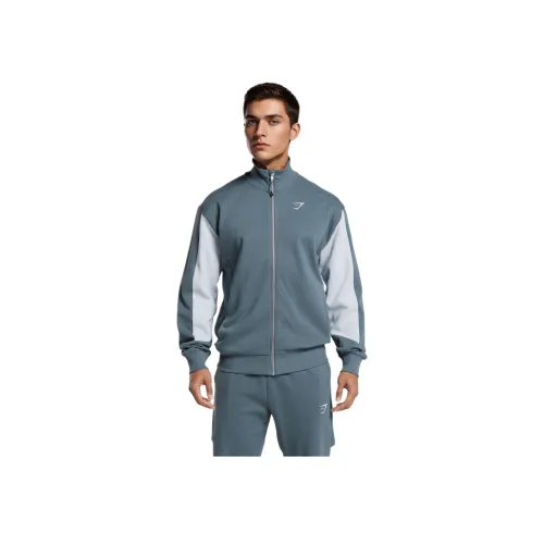 GYMSHARK Pique Track Куртки и Пальто Мужской Титан Синий Свежий Синий