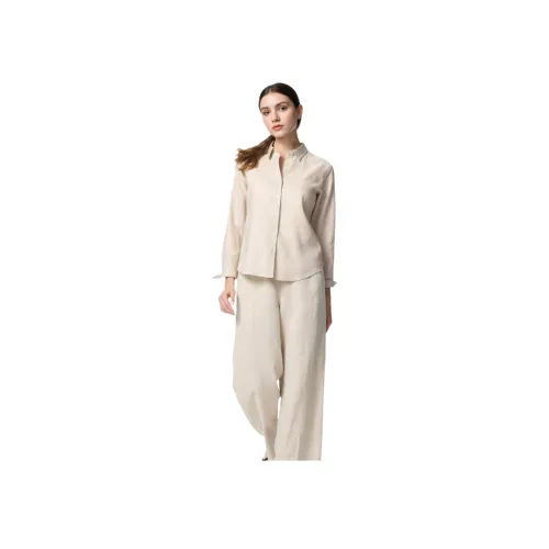 UNIQLO Рубашка Женская Светлый Бежевый