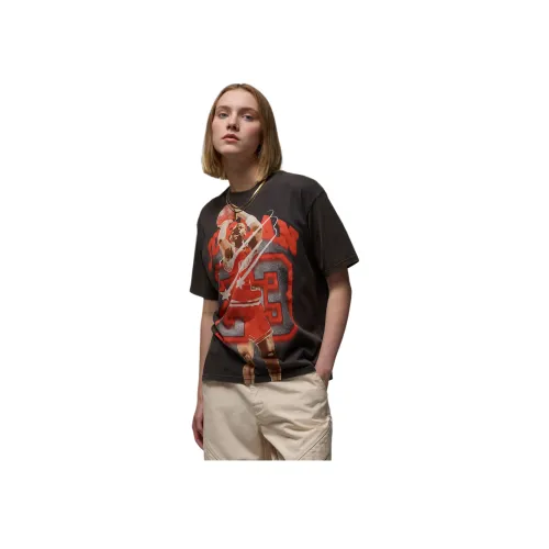 Джордан Рукав с спущенным плечом T-рубашка Женская Черная