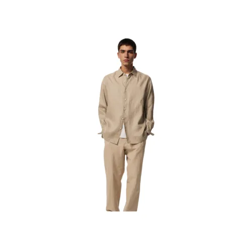 UNIQLO Темно-бежевые унисекс рубашки