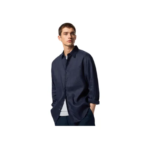 UNIQLO Темно-синяя унисекс рубашка