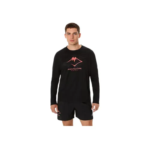 Asics FUJITRAIL Логотип Длинный рукав Топ T-Рубашка Мужская PERFORMANCE BLACK