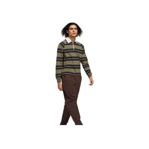 Adidas Originals SS25 Поло Унисекс Слоистый Оливковый Зеленый Черный Ярко-Белый