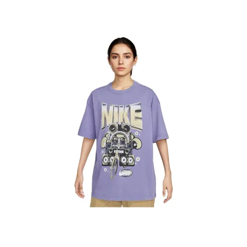 Nike Sportswear SS25 Рукав с оборванным плечом T-рубашка Женская Фиолетовая