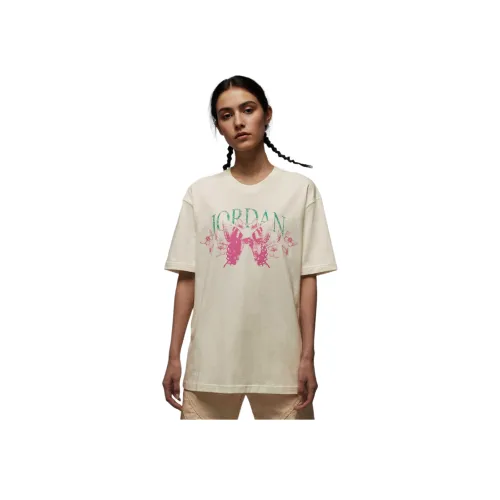 Джордан SS25 Рукав с оборванным плечом T-рубашка Женская Парусный белый