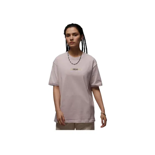Джордан SS25 Рукав с оборванным плечом T-рубашка Женская Серый Фиолетовый