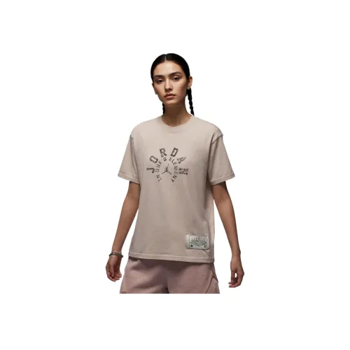 Джордан SportDongdan Рукав с спущенным плечом T-рубашка Женская Овсяный