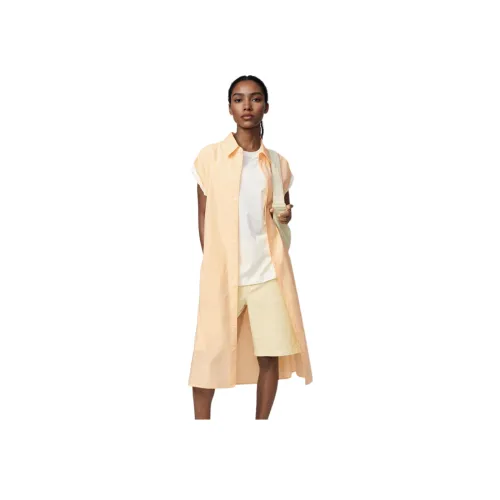 UNIQLO Без рукавов Платье Женское Светло-Розовое Оранжевое