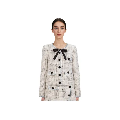 Self Портрет FW22 Куртка Женская Белая Клетчатая