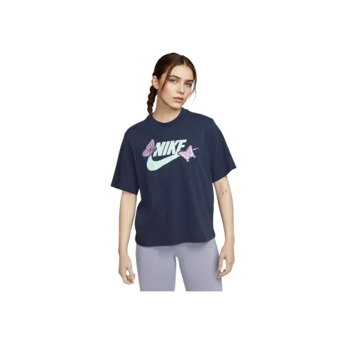 NIKE Морской синий Женские Футболки