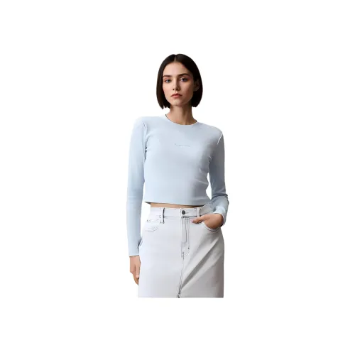 CALVIN KLEIN Стандартная футболка женская небесно-голубая