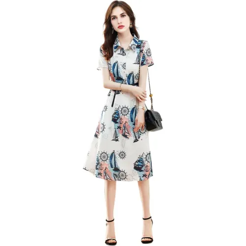 XWI Короткий рукав Платье Женское Белое