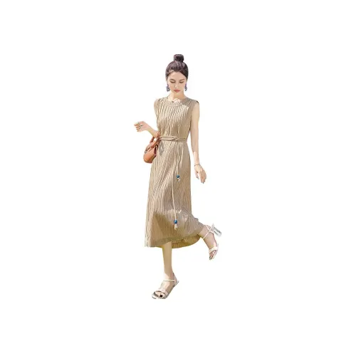 Cypress House Без рукавов Платье Женское Светлый хаки