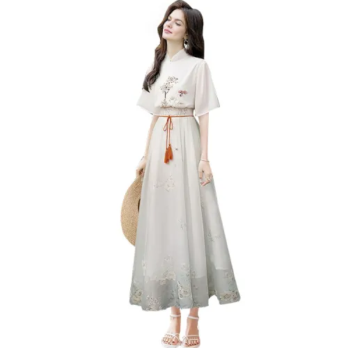 Cypress House Комплект с юбкой Женская Белая+Бежевая Серый Градиент