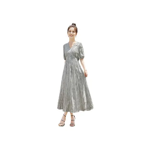 Cypress House Короткий рукав Платье Женское Светло-серое