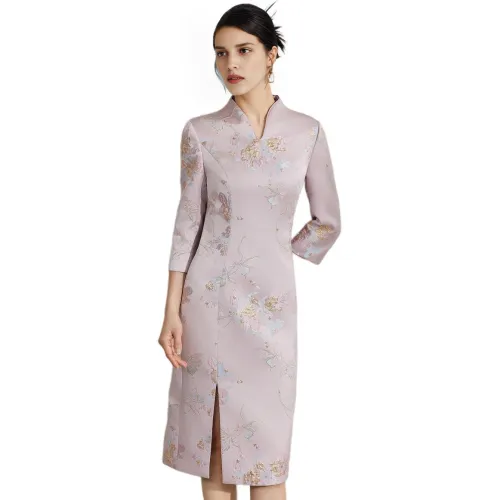 BBLLUUEE Длинный рукав Платье Женское Розовый