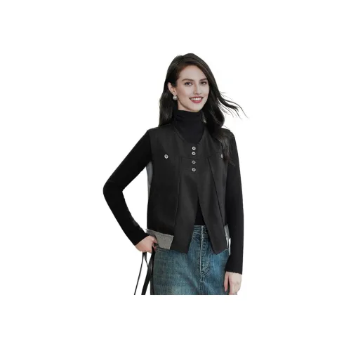 Cypress House Жилет Женский Черный и Светло-Серый