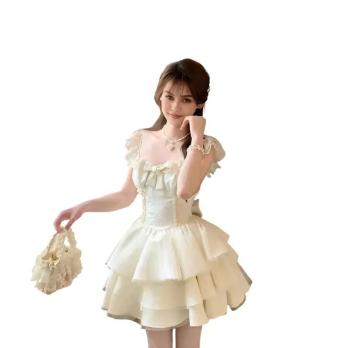 Flowers in water Slip Платье Женские Абрикос