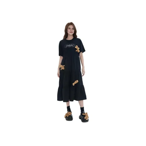 LALABOBO Black Женские Короткие Платья с Рукавами