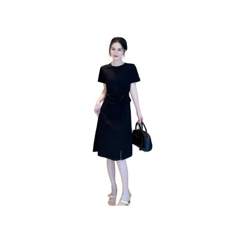 XIANSINIAO Black Женские Короткие Платья с Рукавами