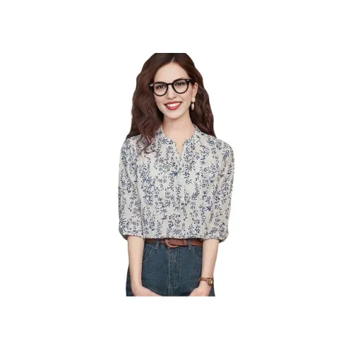 SIXUSICHOU Бело-голубая керамика Женские Рубашки