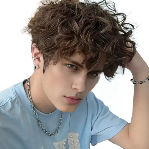 FYOSEE Leslie Roll Мужская Перука Кудрявая Высокая Температура Пряжа Короткие Кудрявые Волосы