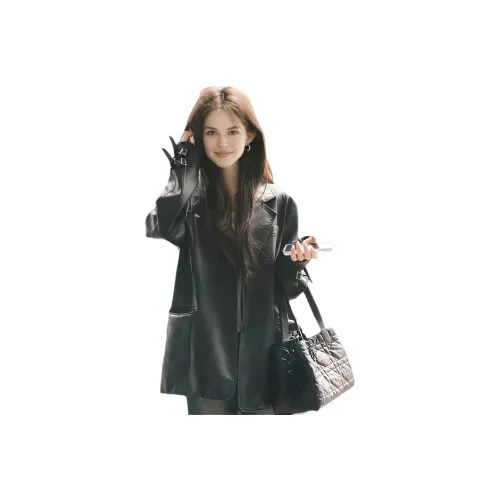 Amyway Черные Женские Кожаные Куртки