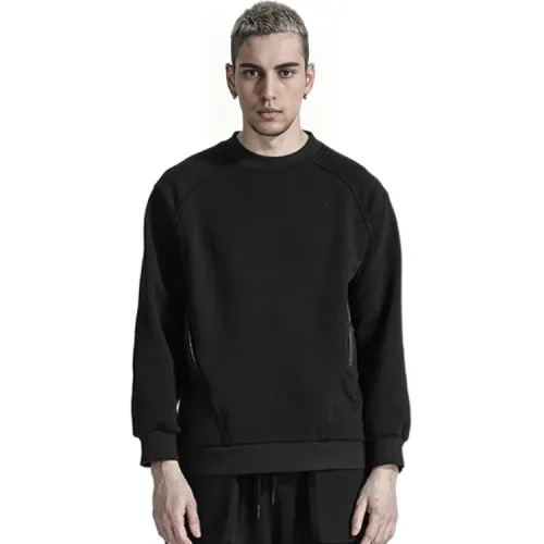 NORVINCY Свободный крой Повседневная одежда Без капюшона Однотонный Свитшот Унисекс Черный