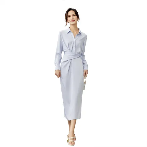 SENTUBILA Длинное платье с длинными рукавами женское синий-фиолетовый