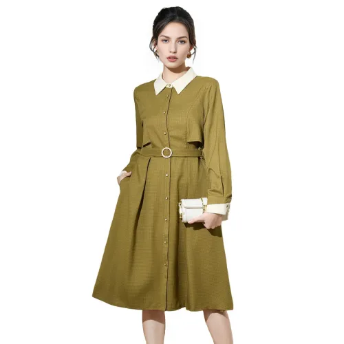 SMEN Длинное платье с длинными рукавами женское чайный коричневый