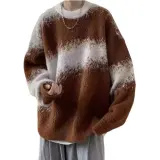 Свитер, кофе + белый, с длинными рукавами + черные джинсы