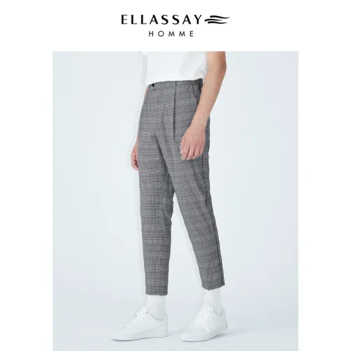 ELLASSAY Серая клетка Унисекс Повседневные брюки